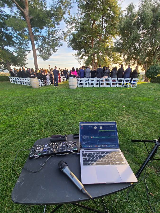 Outdoor ceremony DJ station